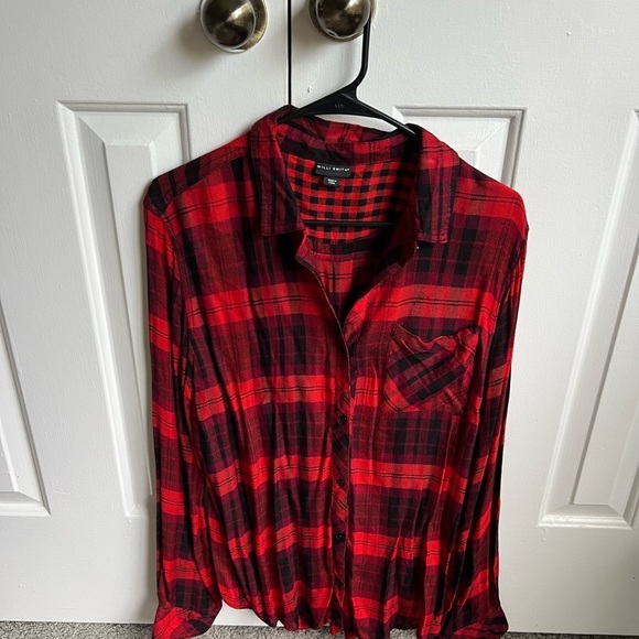 Willi Smith Tops - Willi Smith Red and Black Checkered Shirt